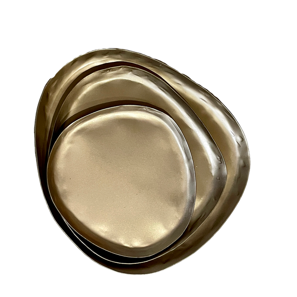 Trio plateaux dorés