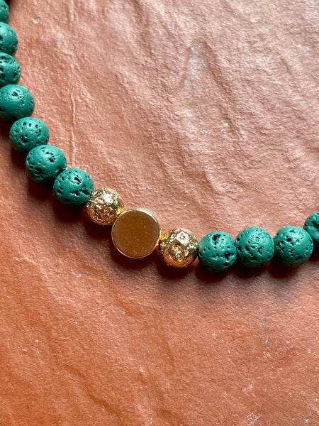 Bracelet pierre de lave émeraude